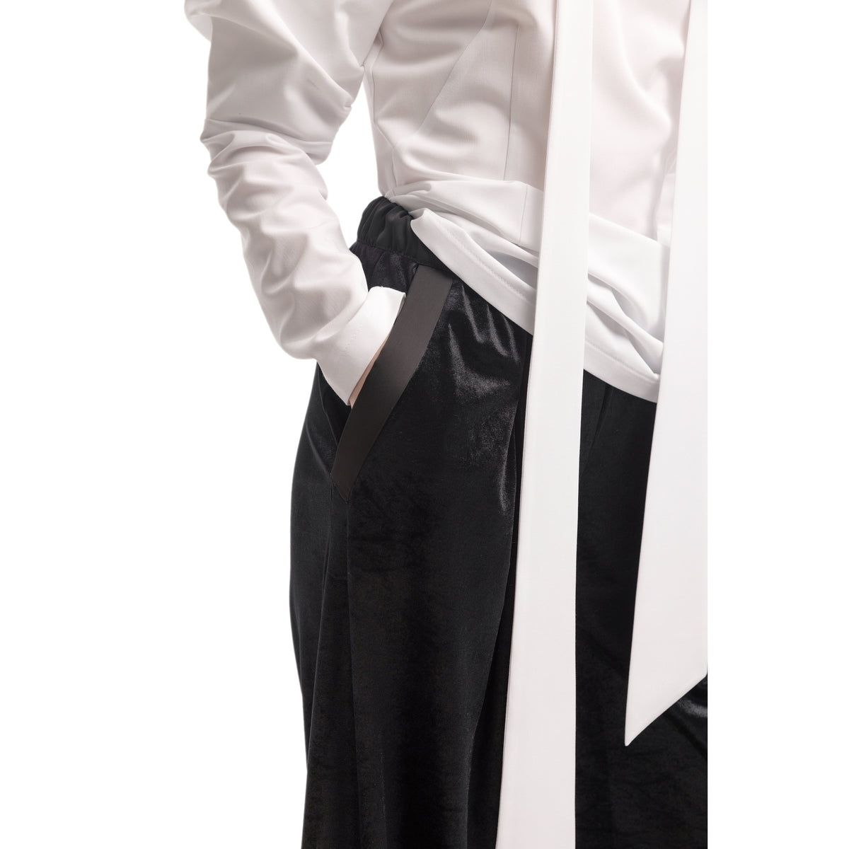 Elegant Summer Off-Shoulder Blouse With Neck Ties | White