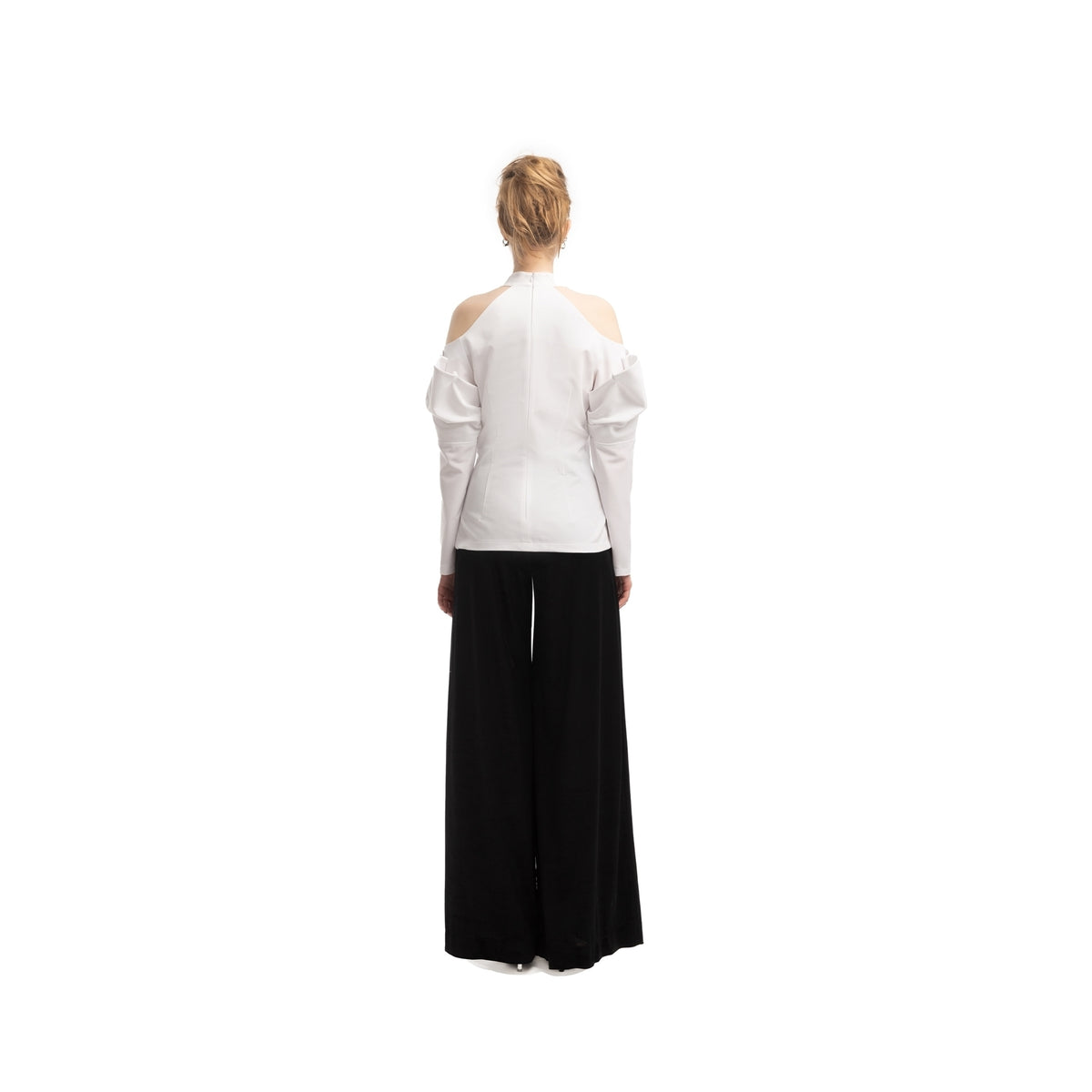 Elegant Summer Off-Shoulder Blouse With Neck Ties | White