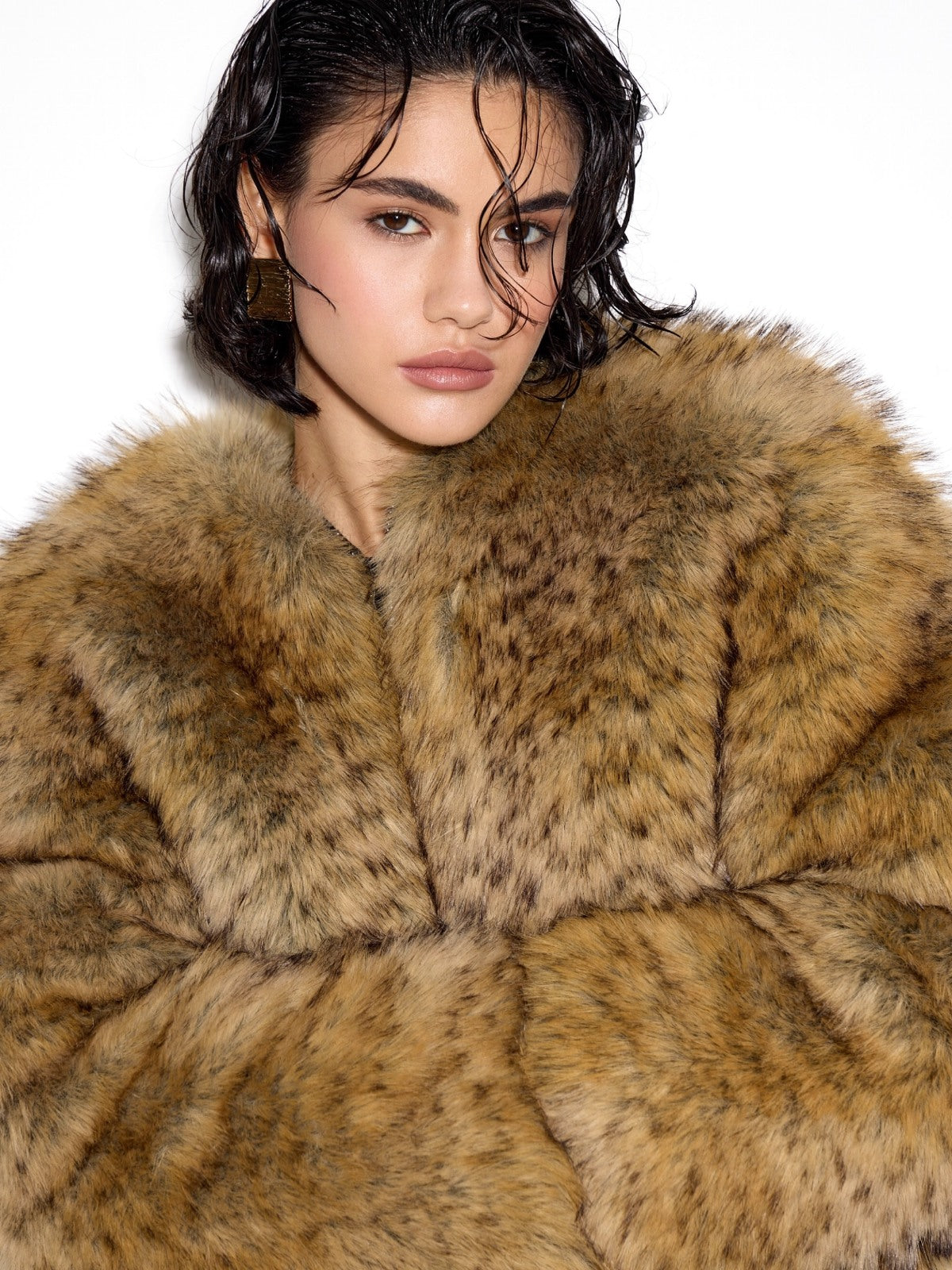 Gilda Brown Raccoon Faux Fur Bomber