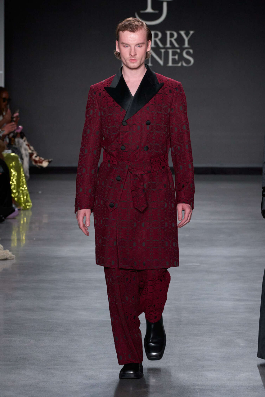 Burgundy Jacquard Tuxedo Long Jacket