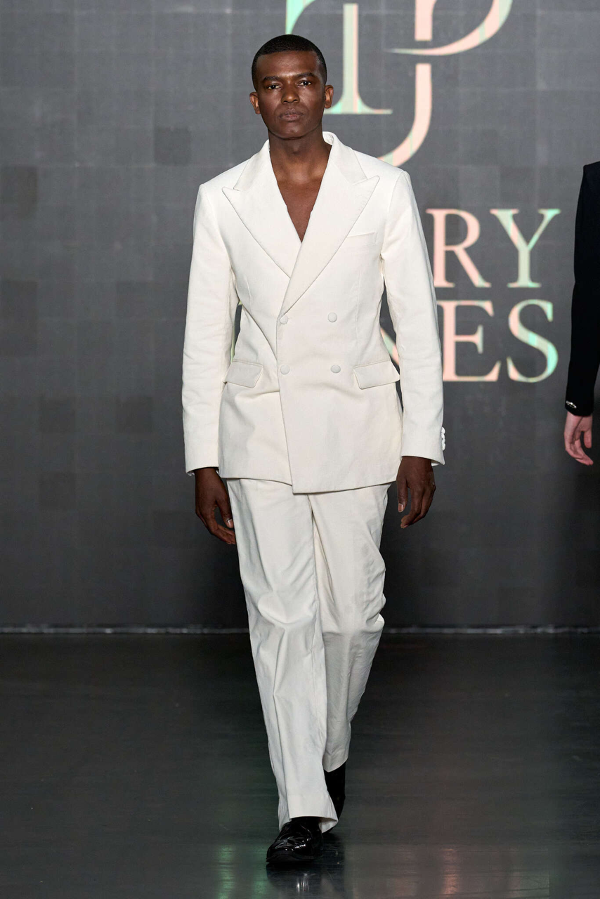 White Corduroy Double-Breasted Suit