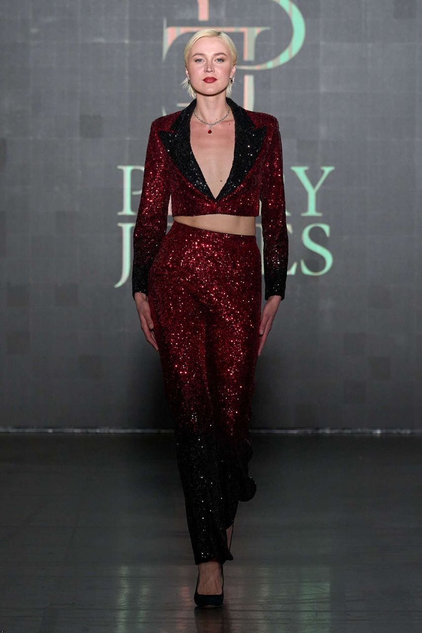 Red &amp; Black Sequin Evening Suit