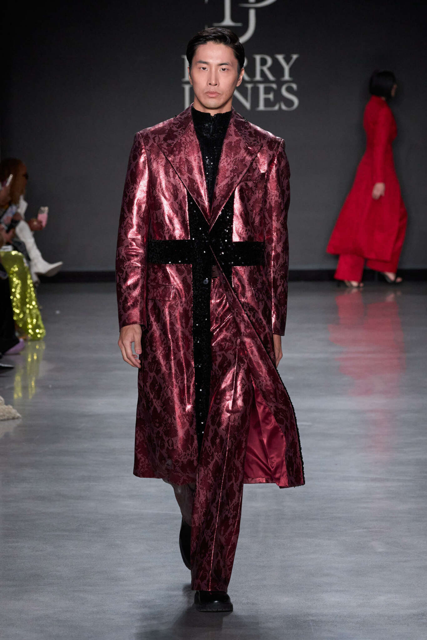 Burgundy Snake Print Long Jacket