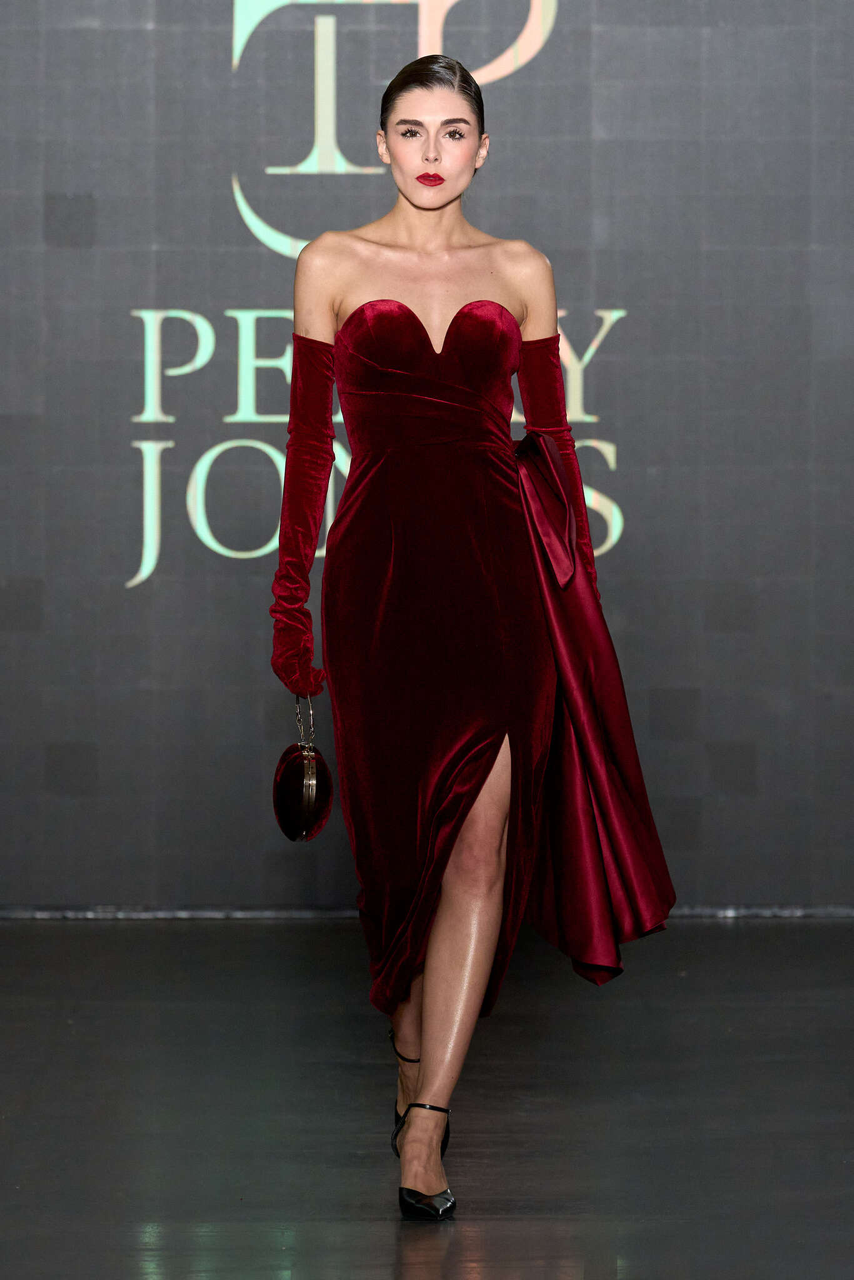 Burgundy Velvet Bow Detail Gown