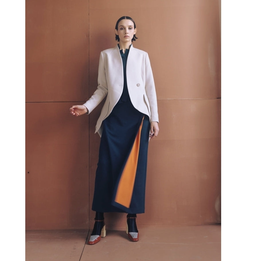 JULIA ALLERT - Elegant Blazer With Curved Hem | Gray, buy at DOORS NYC