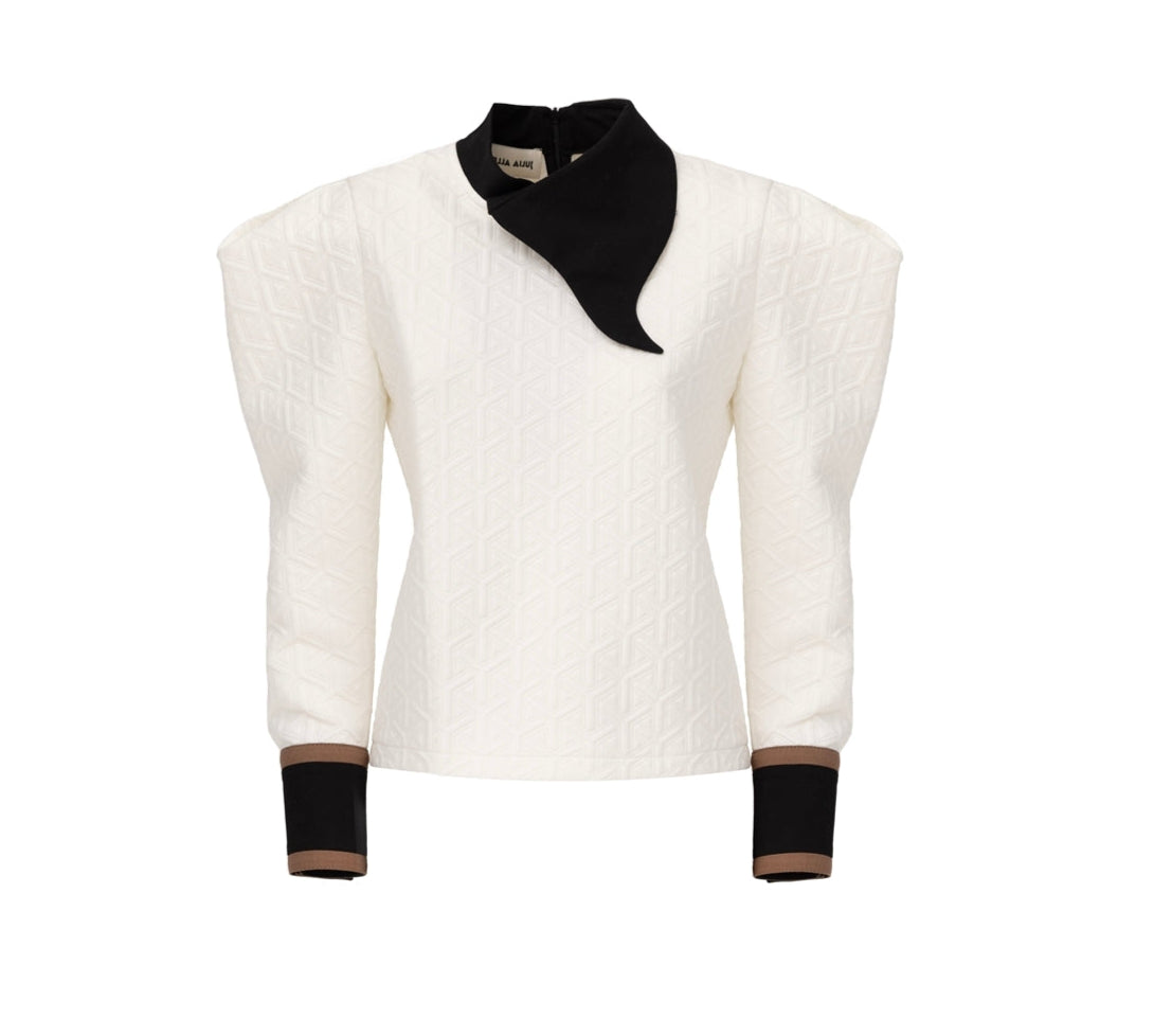 JULIA ALLERT - Asymmetrical Collar Blouse | White, buy at DOORS NYC