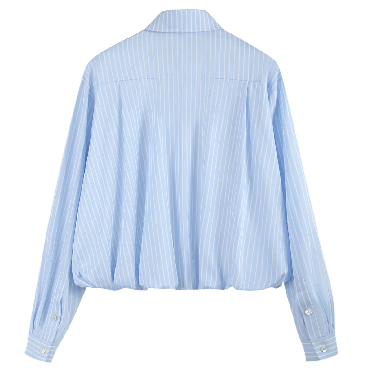 Bubble Hem Cropped Stripe Shirt