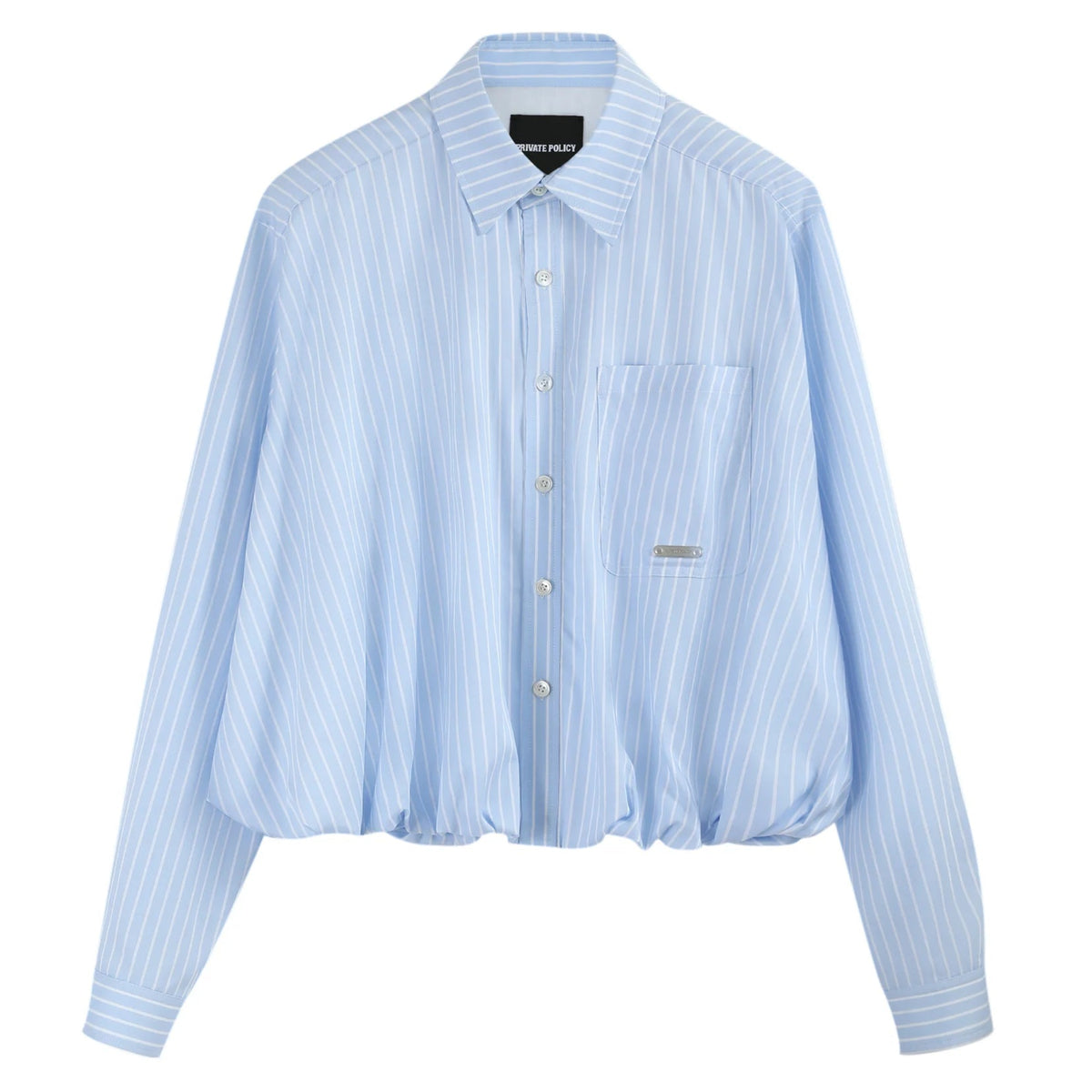 Bubble Hem Cropped Stripe Shirt