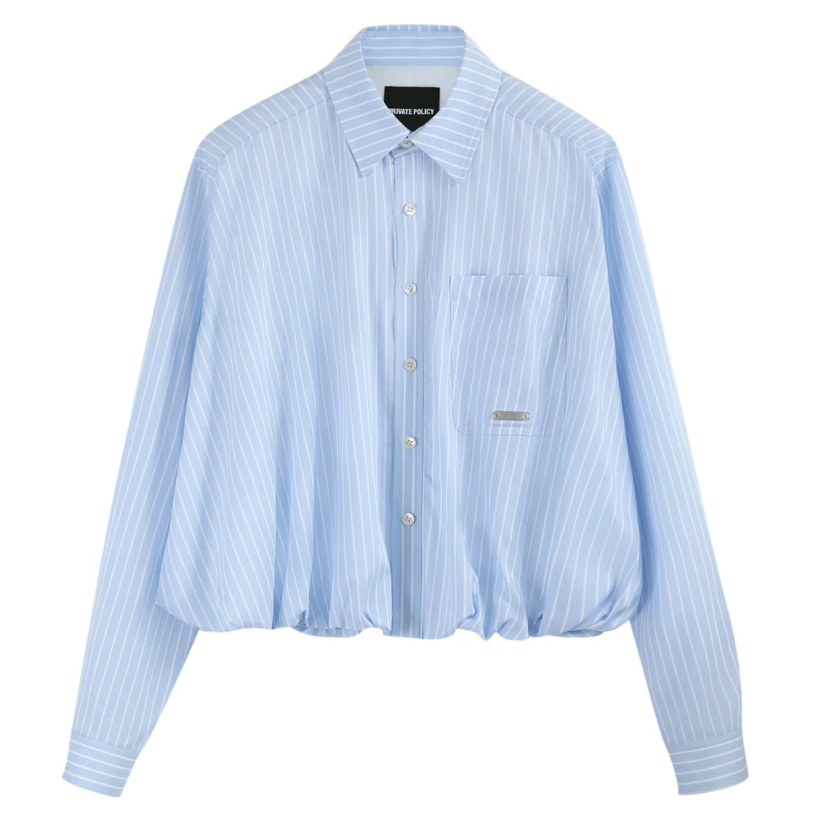 Bubble Hem Cropped Stripe Shirt