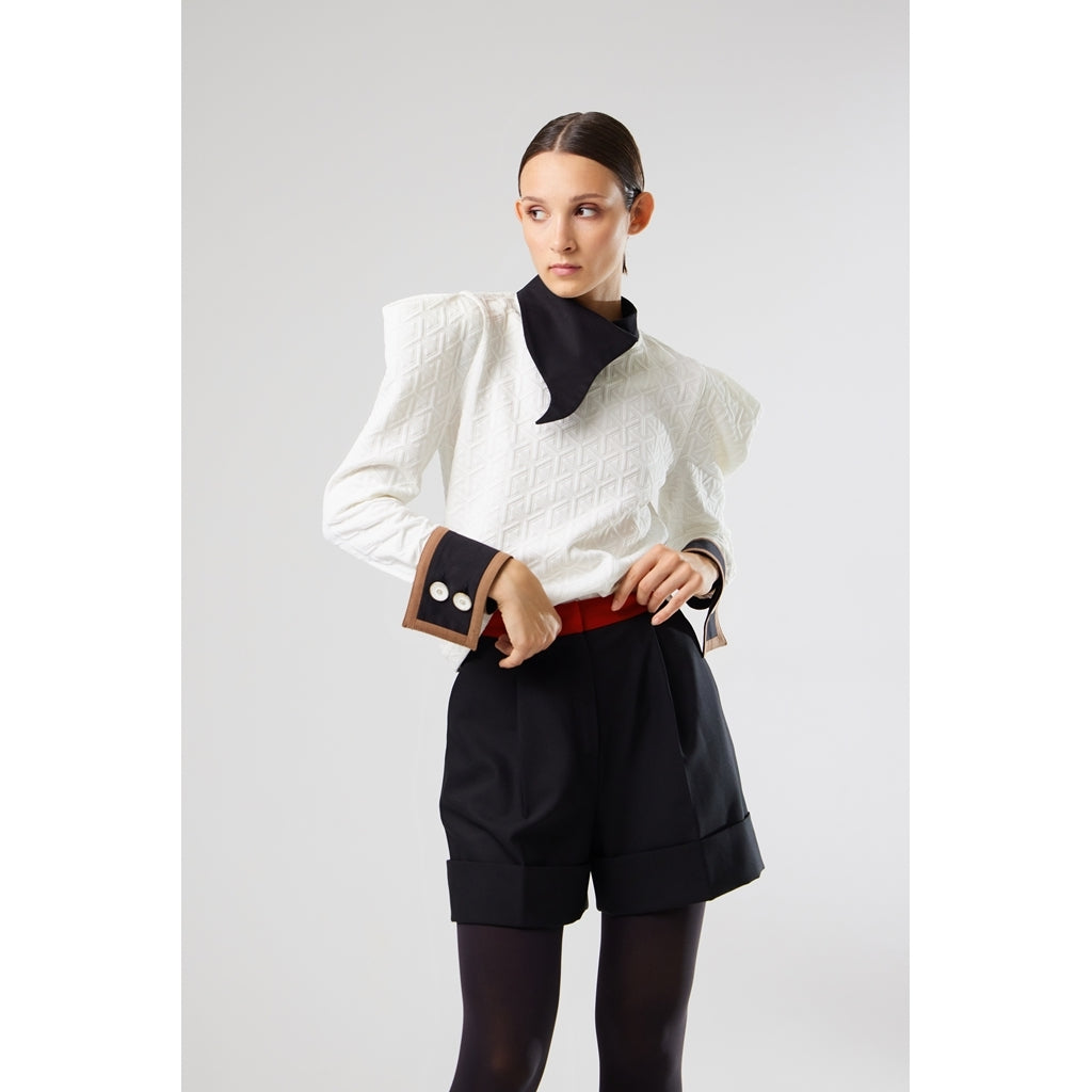 JULIA ALLERT - Asymmetrical Collar Blouse | White, buy at DOORS NYC