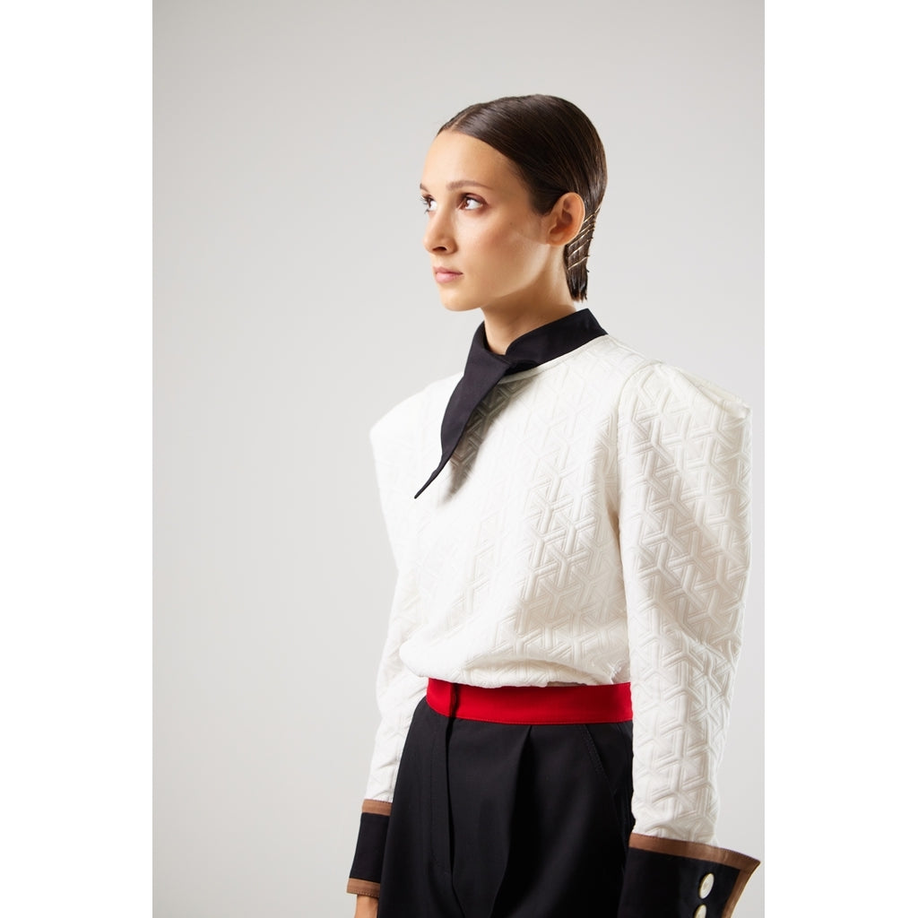 JULIA ALLERT - Asymmetrical Collar Blouse | White, buy at DOORS NYC