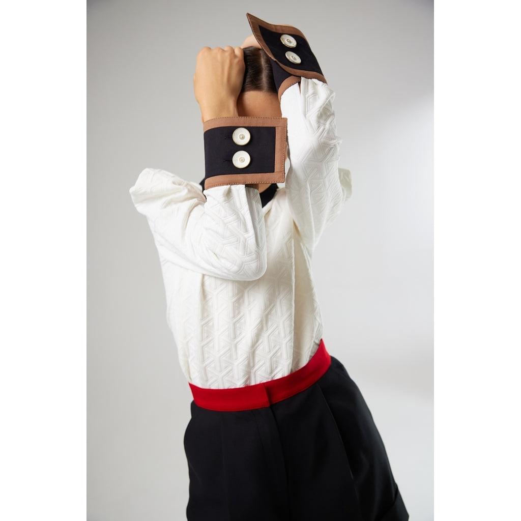 JULIA ALLERT - Asymmetrical Collar Blouse | White, buy at DOORS NYC