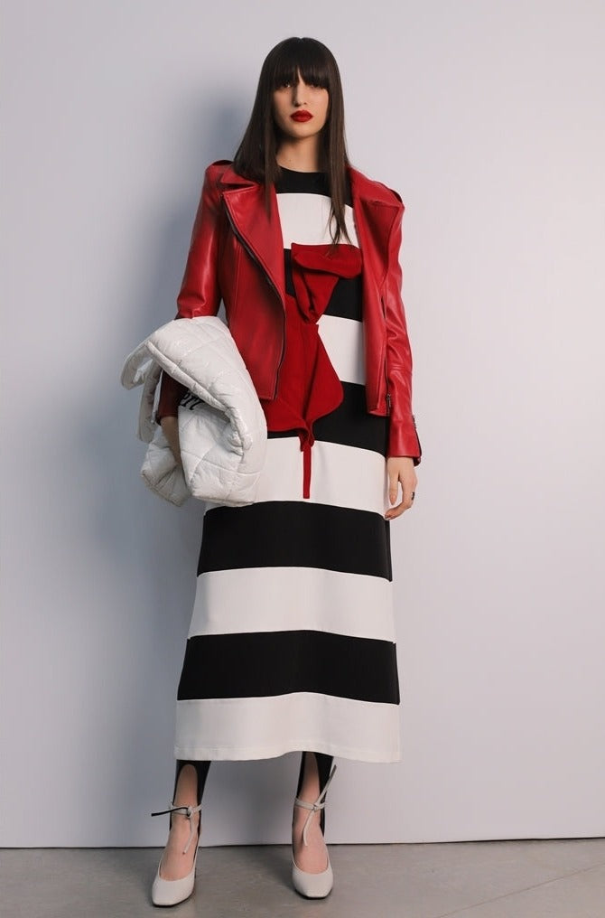 JULIA ALLERT - Faux Leather Jacket With Shoulder Pads | Red, buy at DOORS NYC
