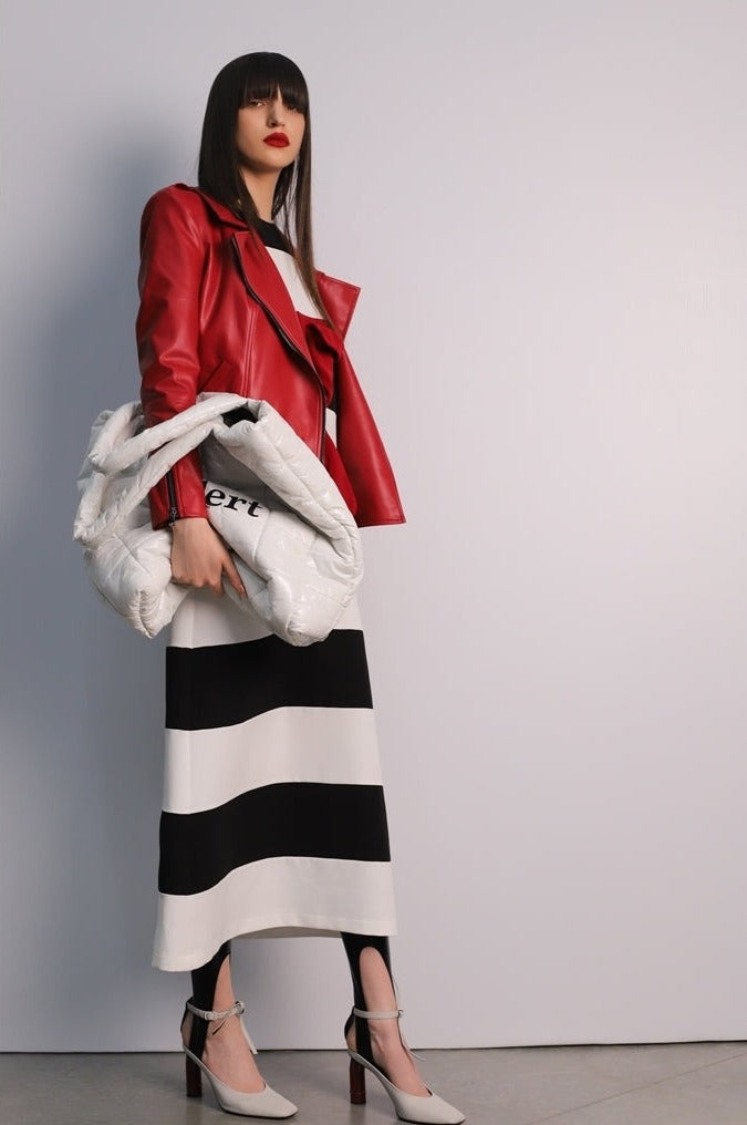 JULIA ALLERT - Faux Leather Jacket With Shoulder Pads | Red, buy at DOORS NYC