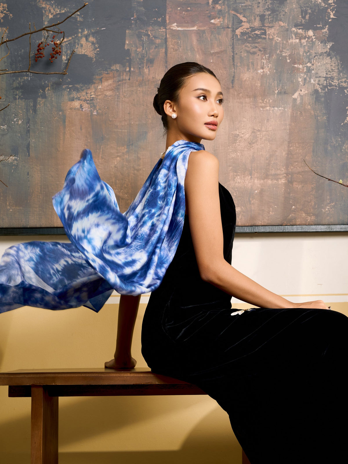 Indigo Shibori Scarf