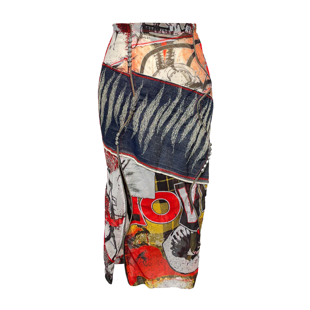 JENN LEE - Print Denim Skirt, buy at DOORS NYC