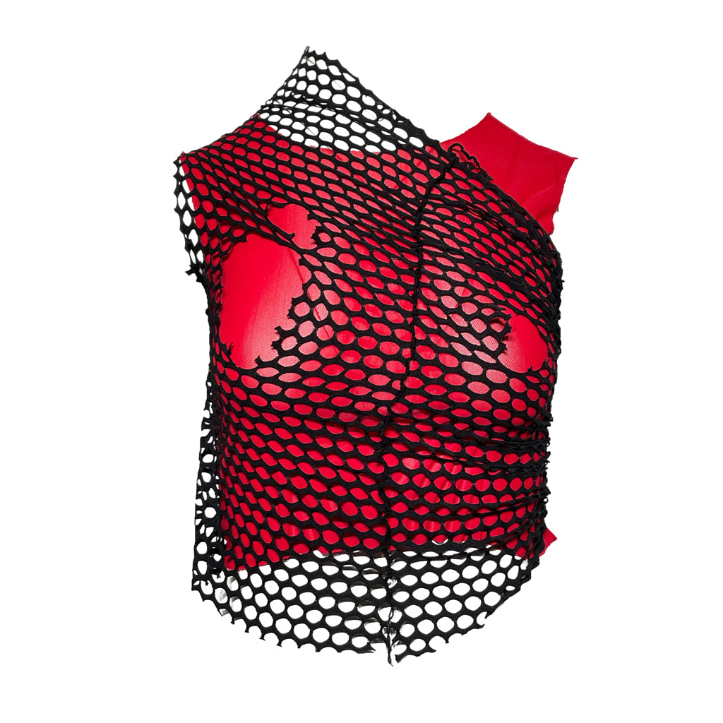 Ripped Red Mesh Vest