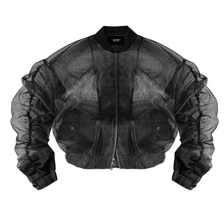 JSIME COLLECTIVE -JSC Mesh Bomber Jacket | Black, buy at DOORS NYC