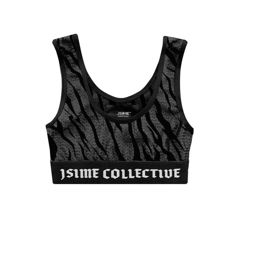 JSIME COLLECTIVE - Tiguer Mesh Sports Bra | Black, buy at DOORS NYC