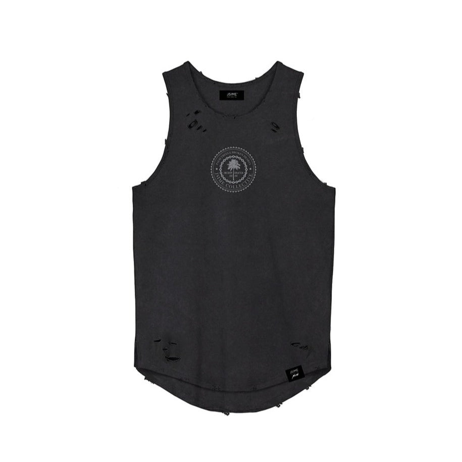 JSIME COLLECTIVE -Palm Tree Crest Tank Top | Gray, buy at DOORS NYC