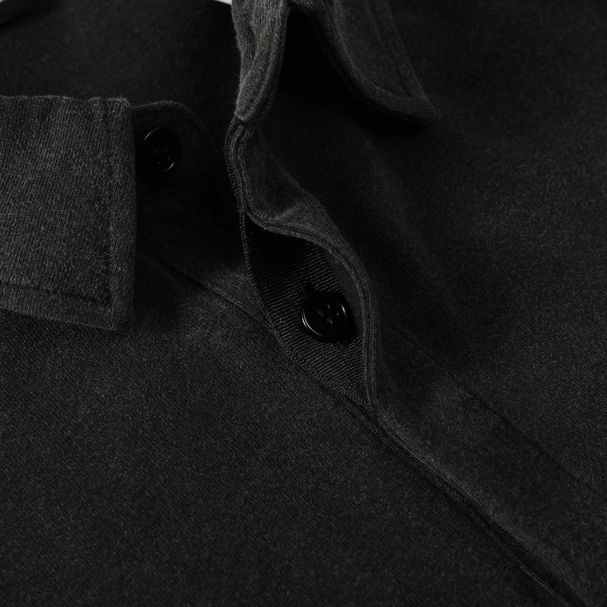 Washed Black Long Sleeve Polo Shirt