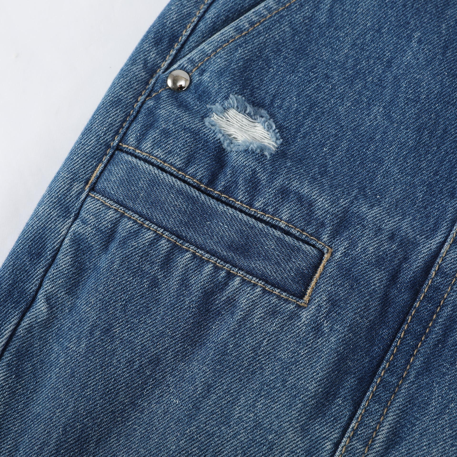 Blue Flared Distressed Denim Jeans