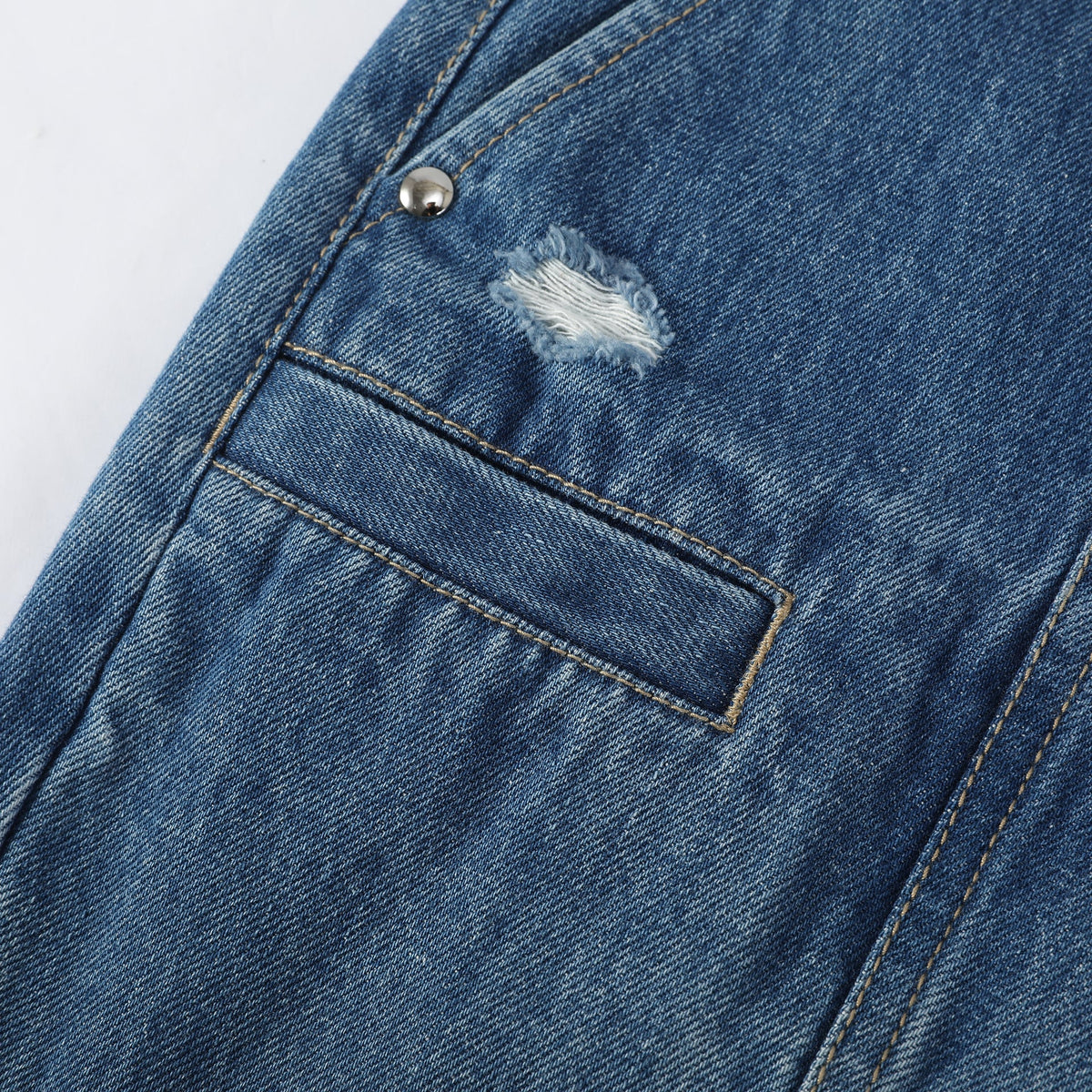 Blue Flared Distressed Denim Jeans