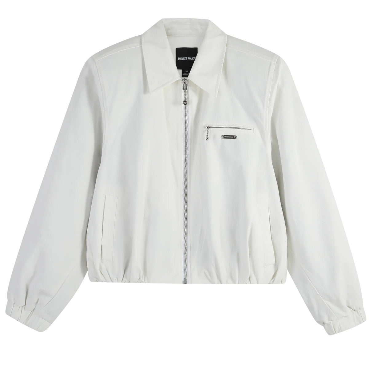White Cropped Power Shoulder Workwear Jacket