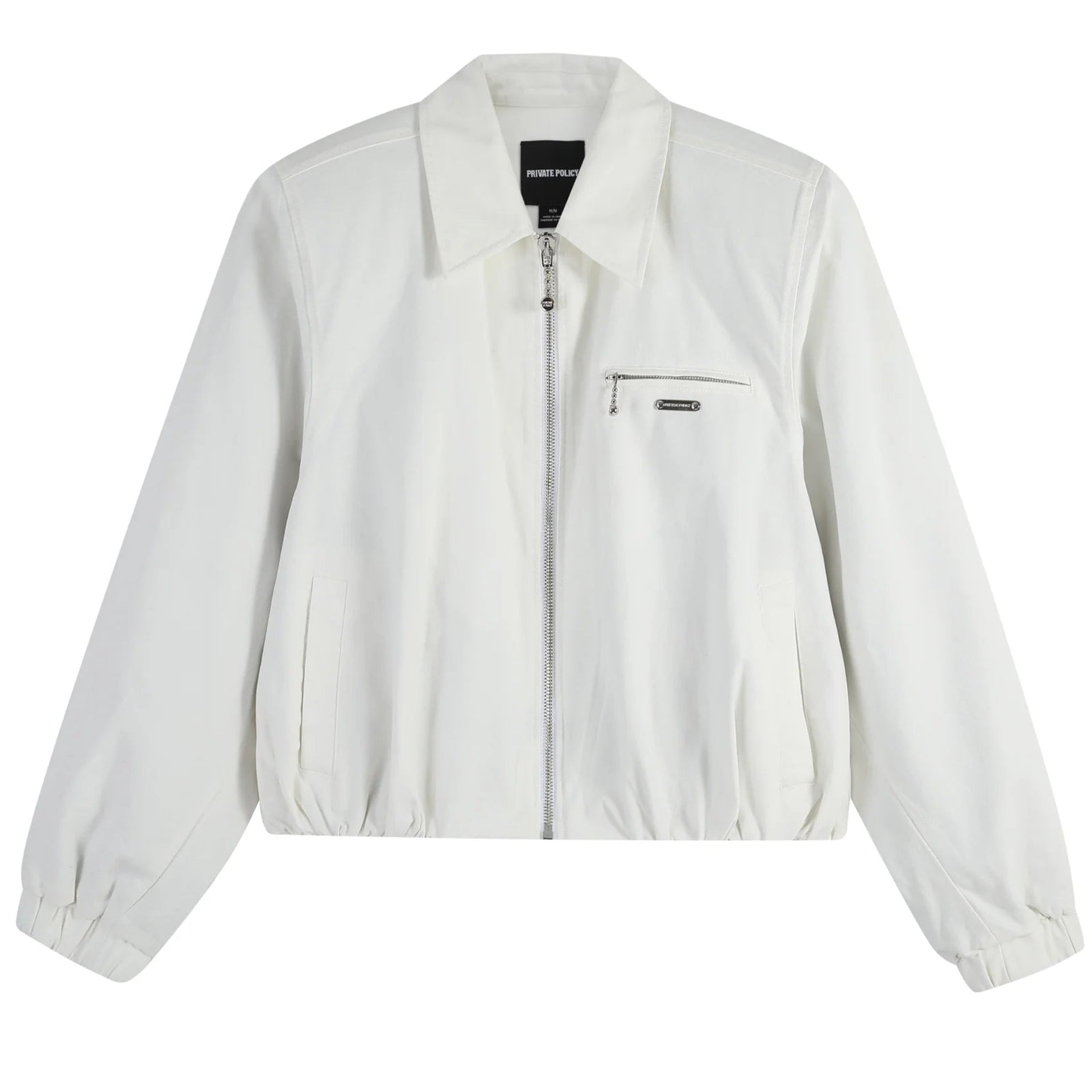 White Cropped Power Shoulder Workwear Jacket