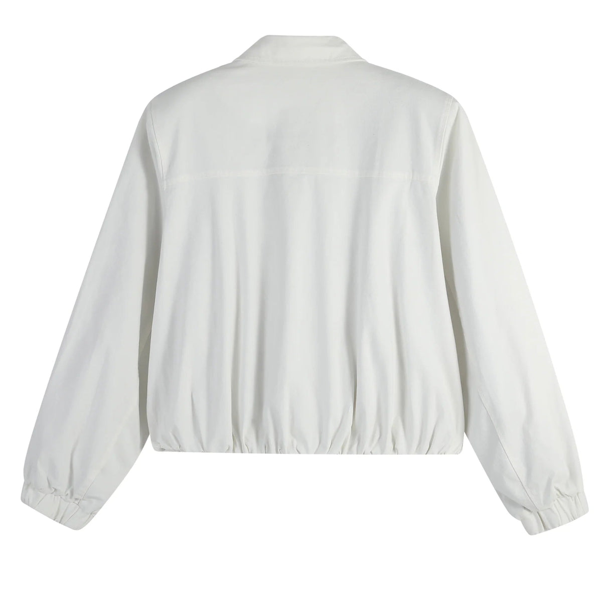 White Cropped Power Shoulder Workwear Jacket