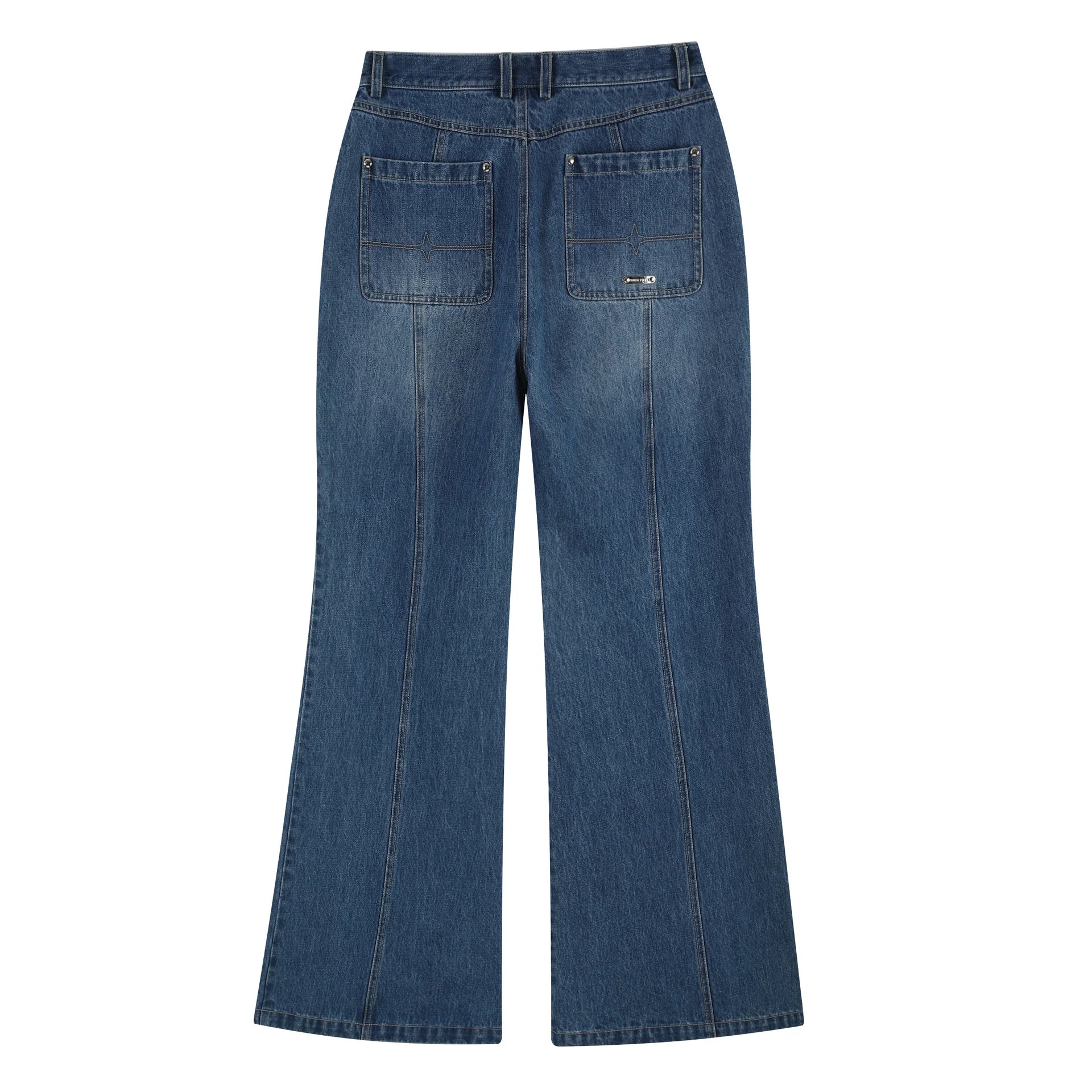Blue Flared Distressed Denim Jeans