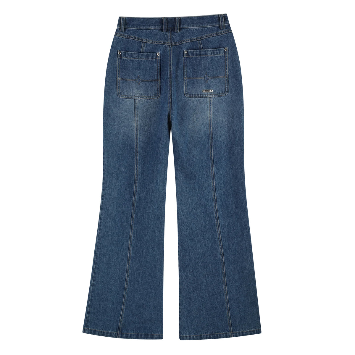 Blue Flared Distressed Denim Jeans