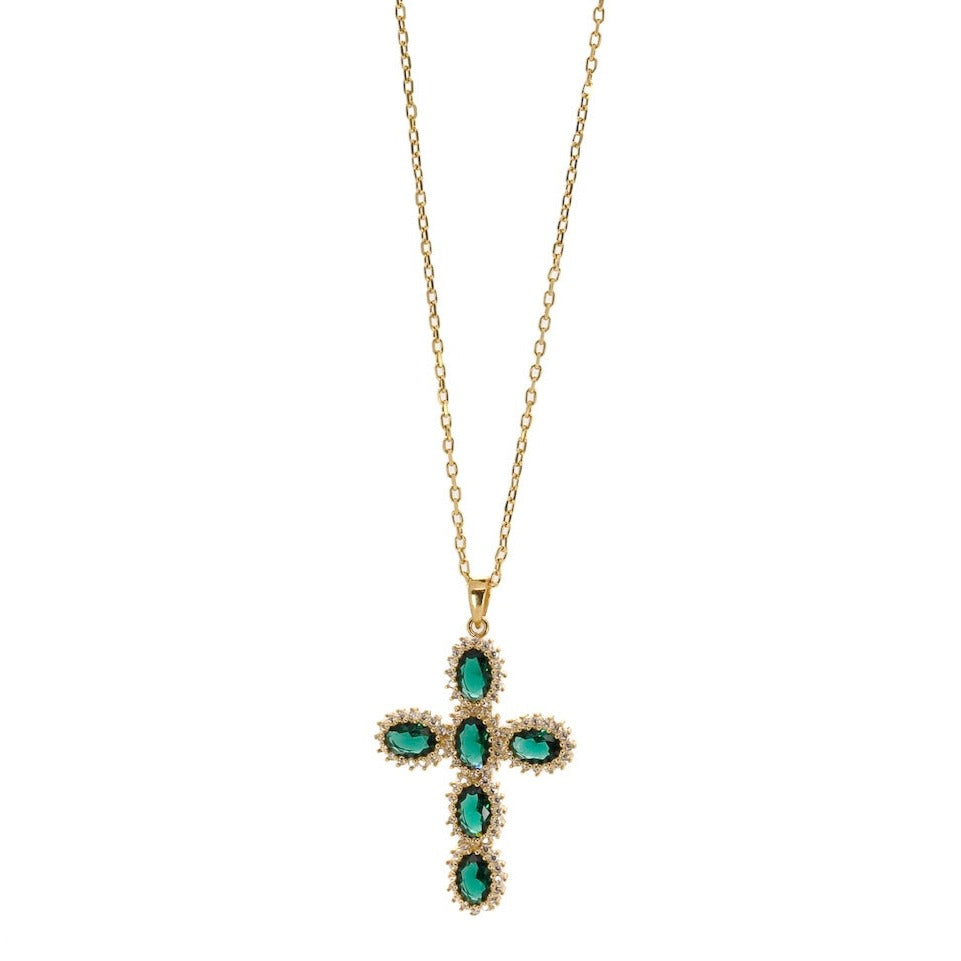 EBRU JEWELRY - Jade Cross Necklace, buy at DOORS NYC