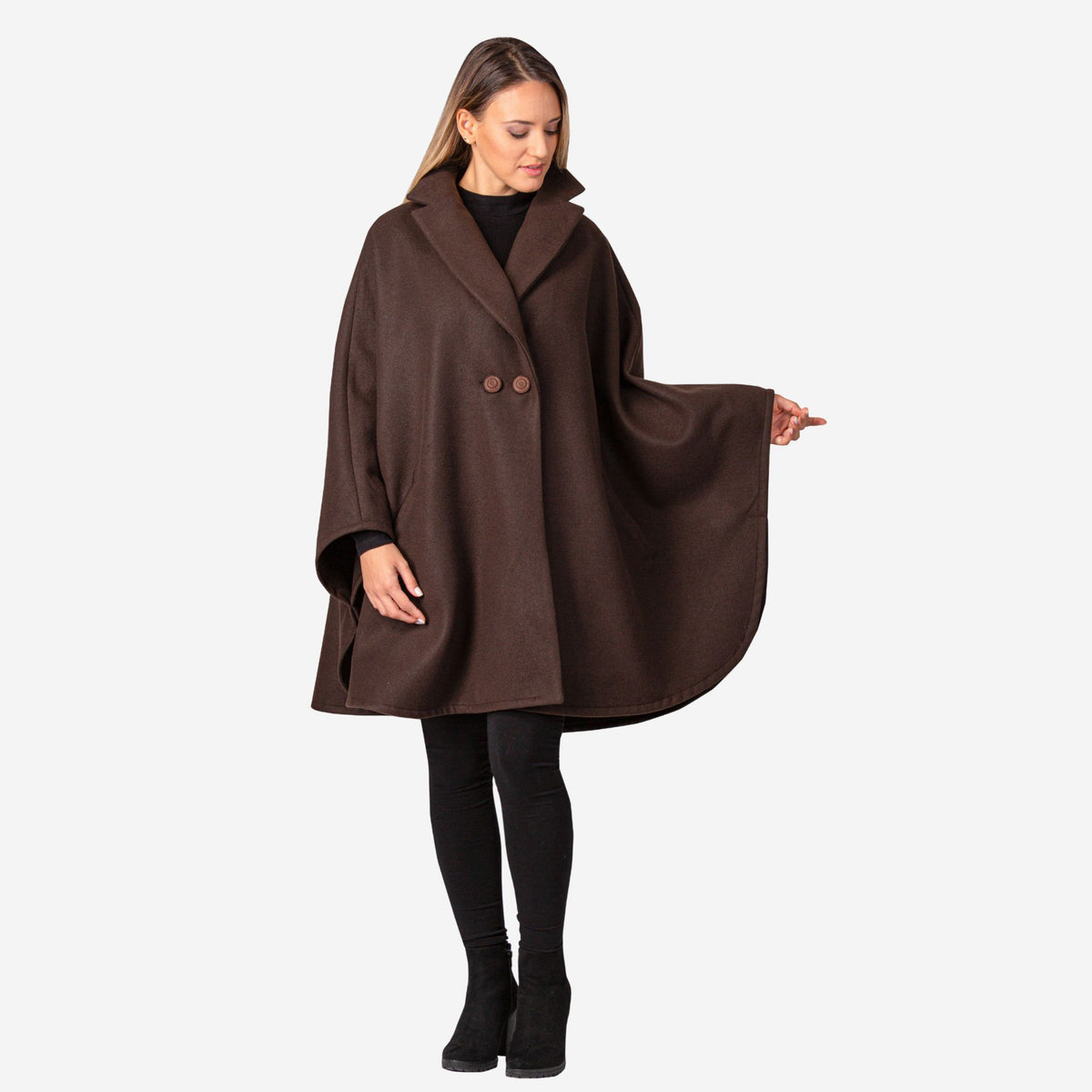 Jasmine Brown Oversized Cape Coat