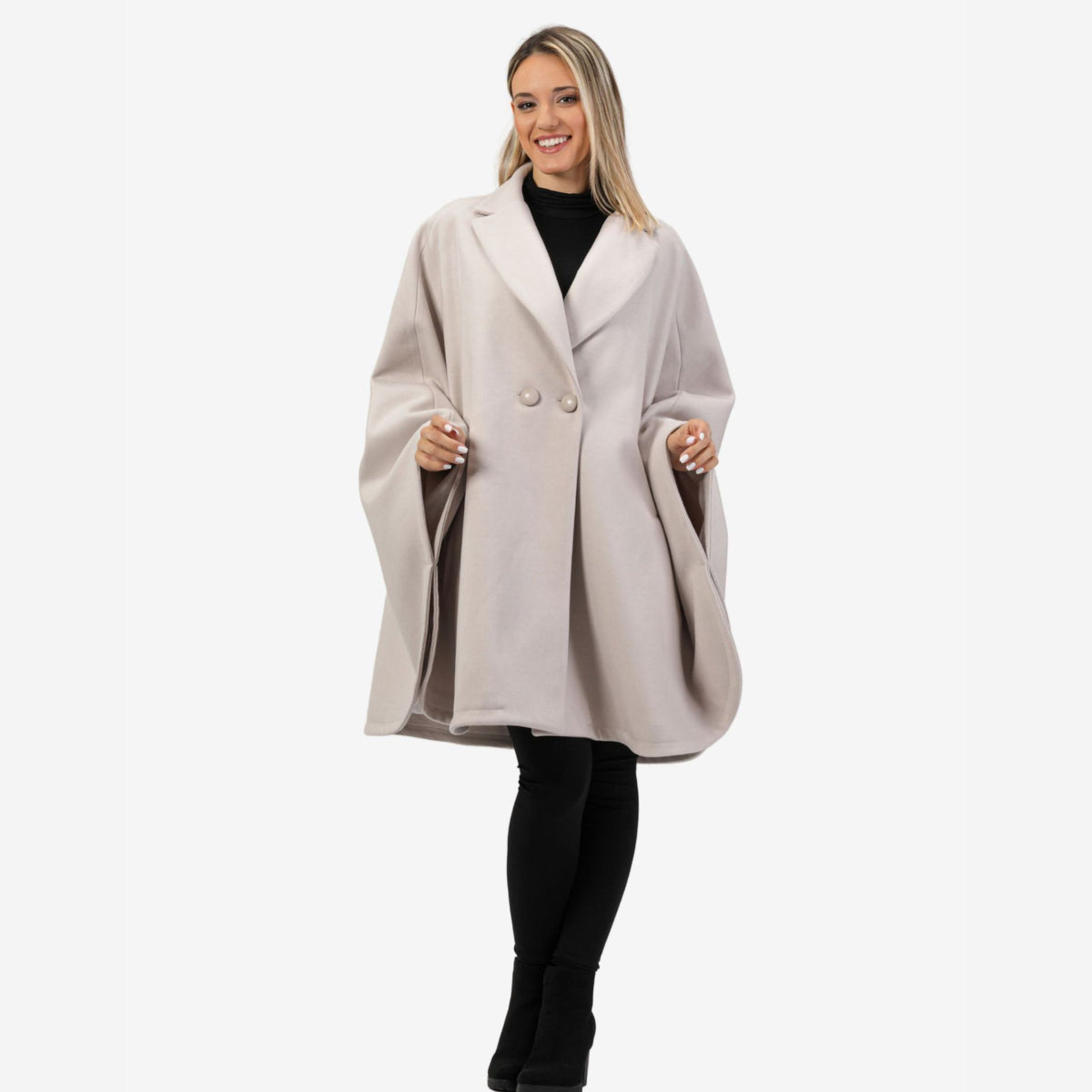 Jasmine Off-White Oversized Cape Coat