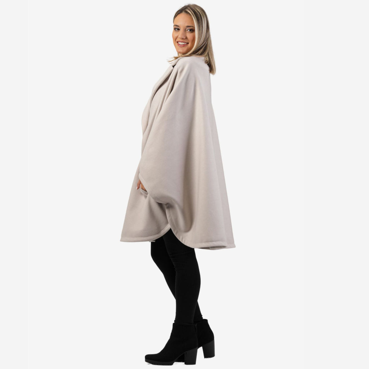Jasmine Off-White Oversized Cape Coat