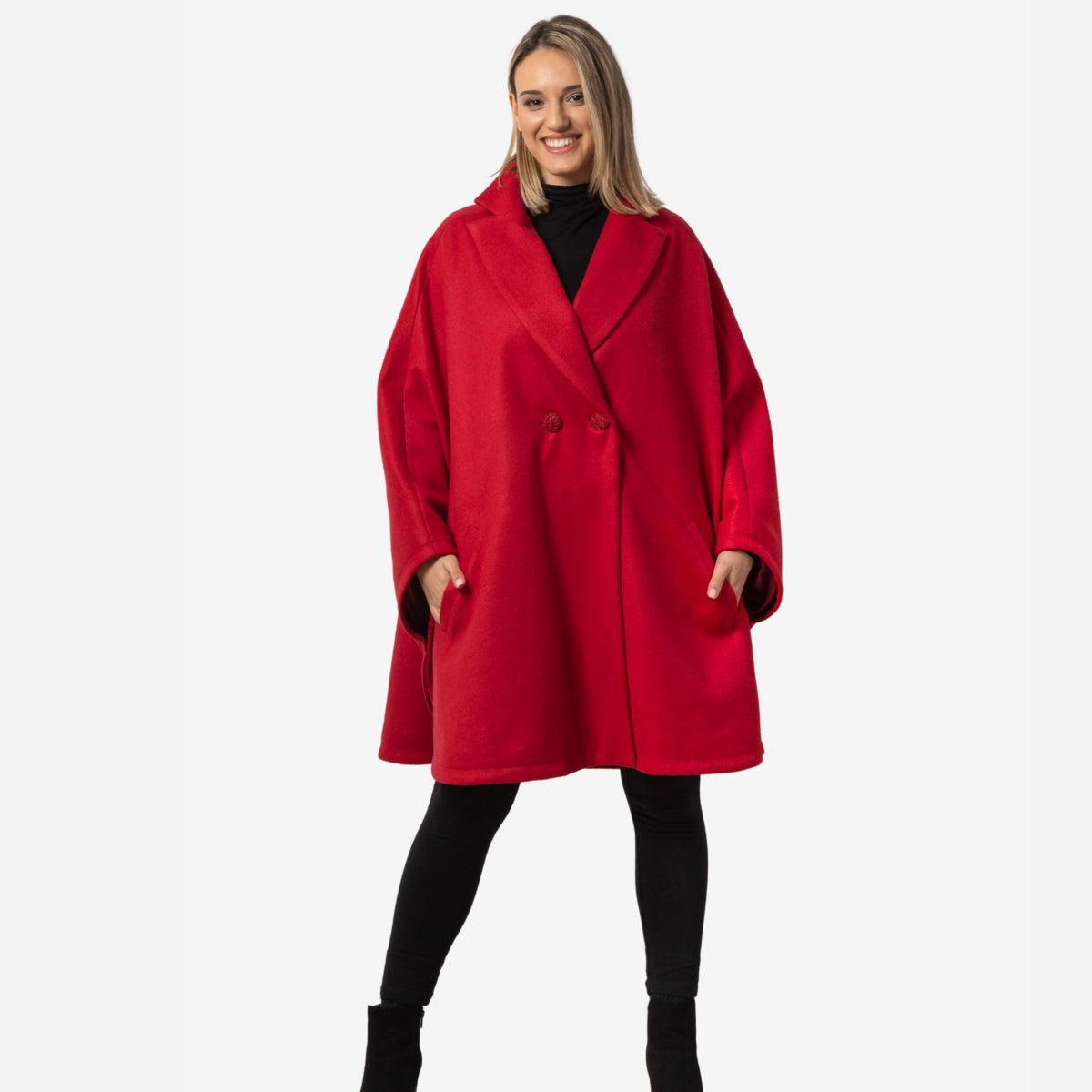 Jasmine Raspberry Oversized Cape Coat