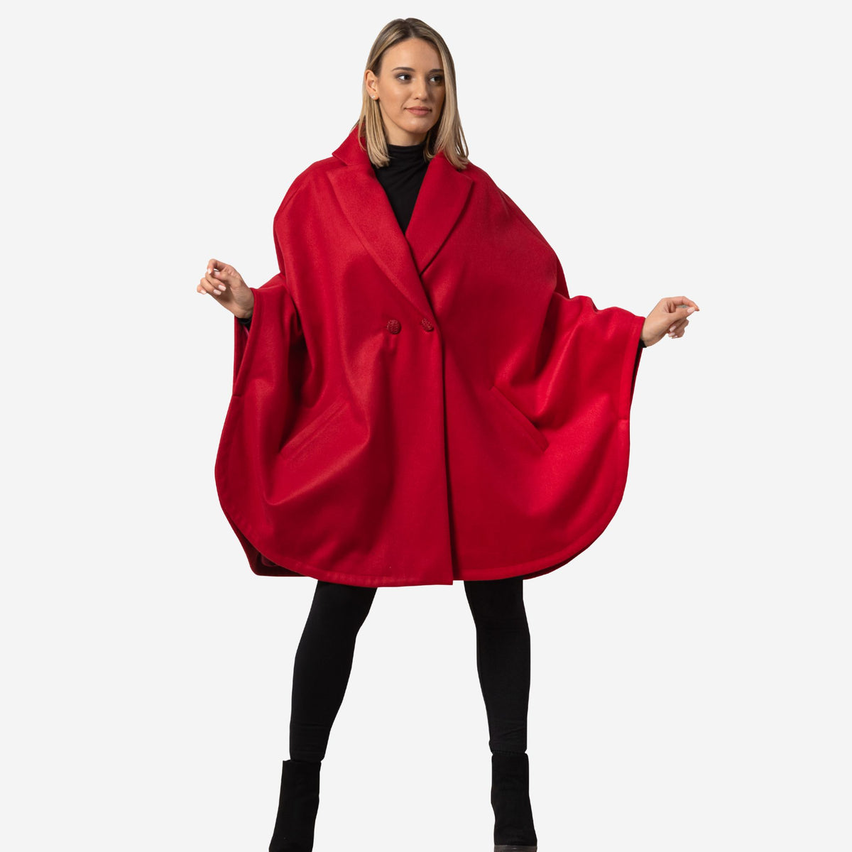 Jasmine Raspberry Oversized Cape Coat