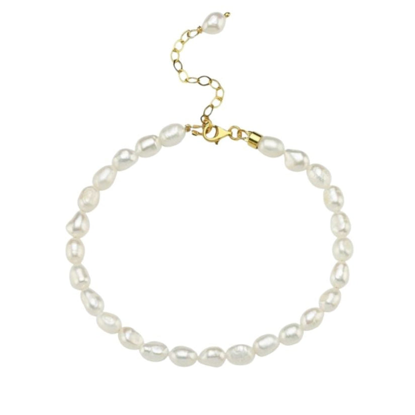 LINYA JEWELLERY -Jodie Delicate Pearl Anklet with Gold Clasp, buy at DOORS NYC