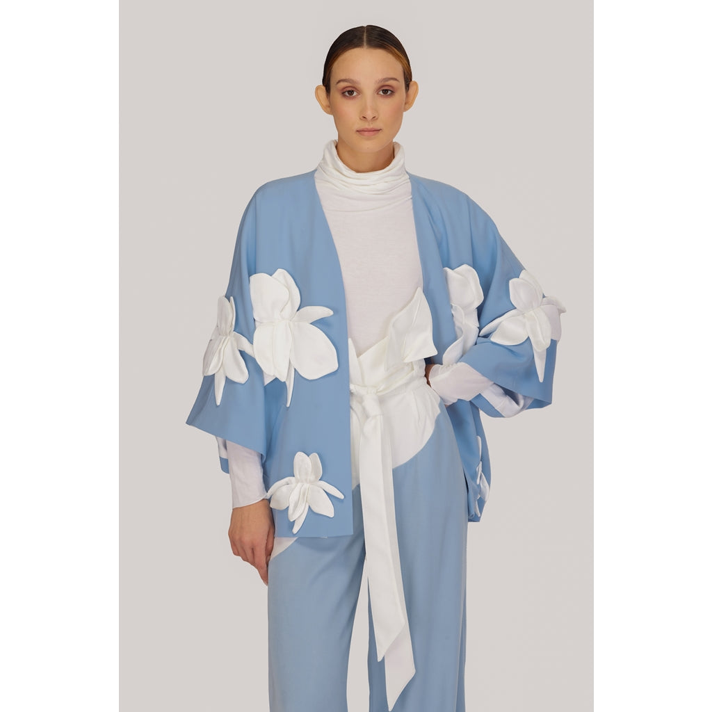 Silk-Lined Wrap Jacket | Blue