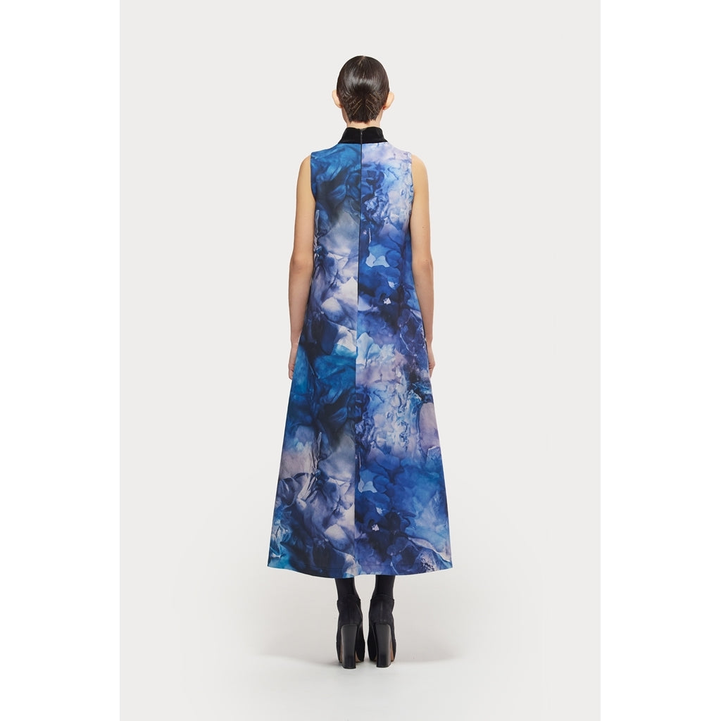 High Neck Sleeveless Dress | Blue