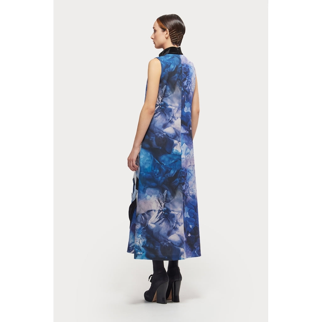 High Neck Sleeveless Dress | Blue