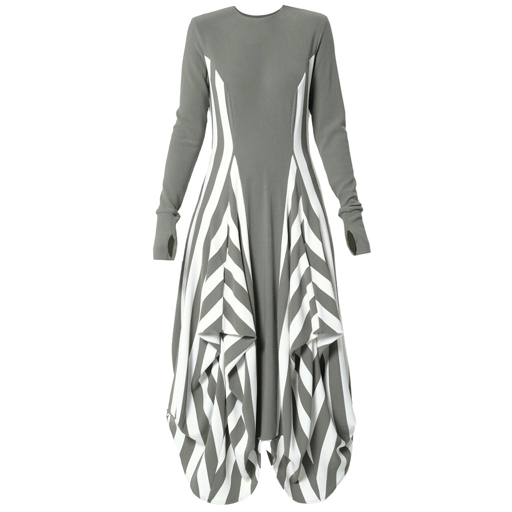 METAMORPHOZA - Striped Dress | Khaki, buy at DOORS NYC