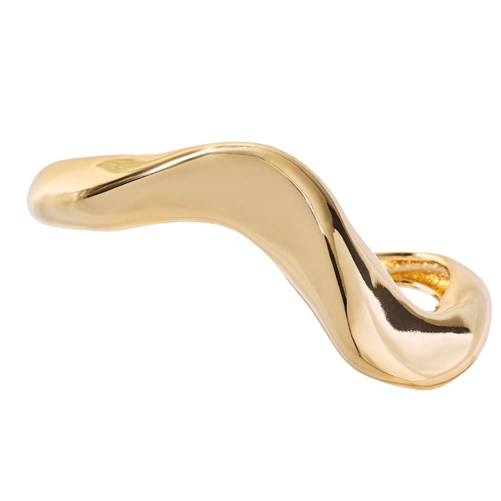 The Gold Luma Bracelet from ANNA PRATA’s Aviva Collection features a shiny, abstract sculptural design with smooth curves—ideal for anyone who appreciates timeless, modern jewelry.