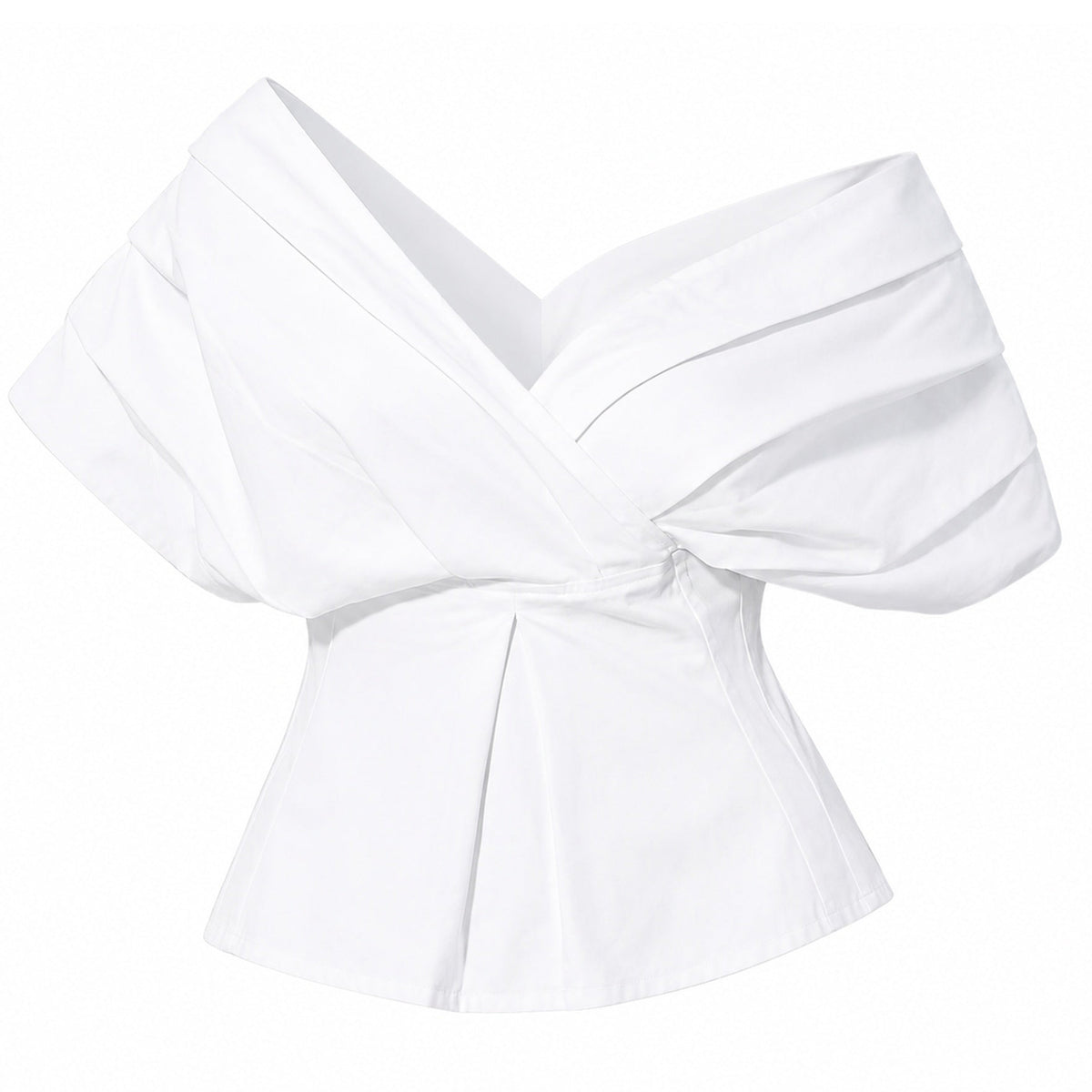 Discover the SOEUR &amp; FRÈRES Le Off Shoulder — Optic White blouse: a PR Sample featuring wide, draped sleeves, a fitted waist, and a chic off-the-shoulder silhouette. This standout statement piece pairs effortlessly with white denim for a fresh, modern look.