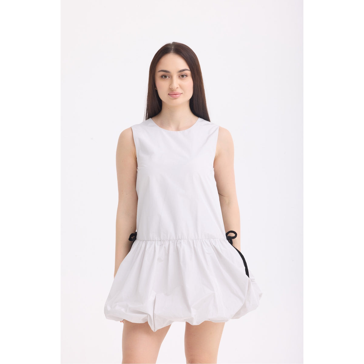 Light Grey Sculptural Bubble Hem Mini Dress