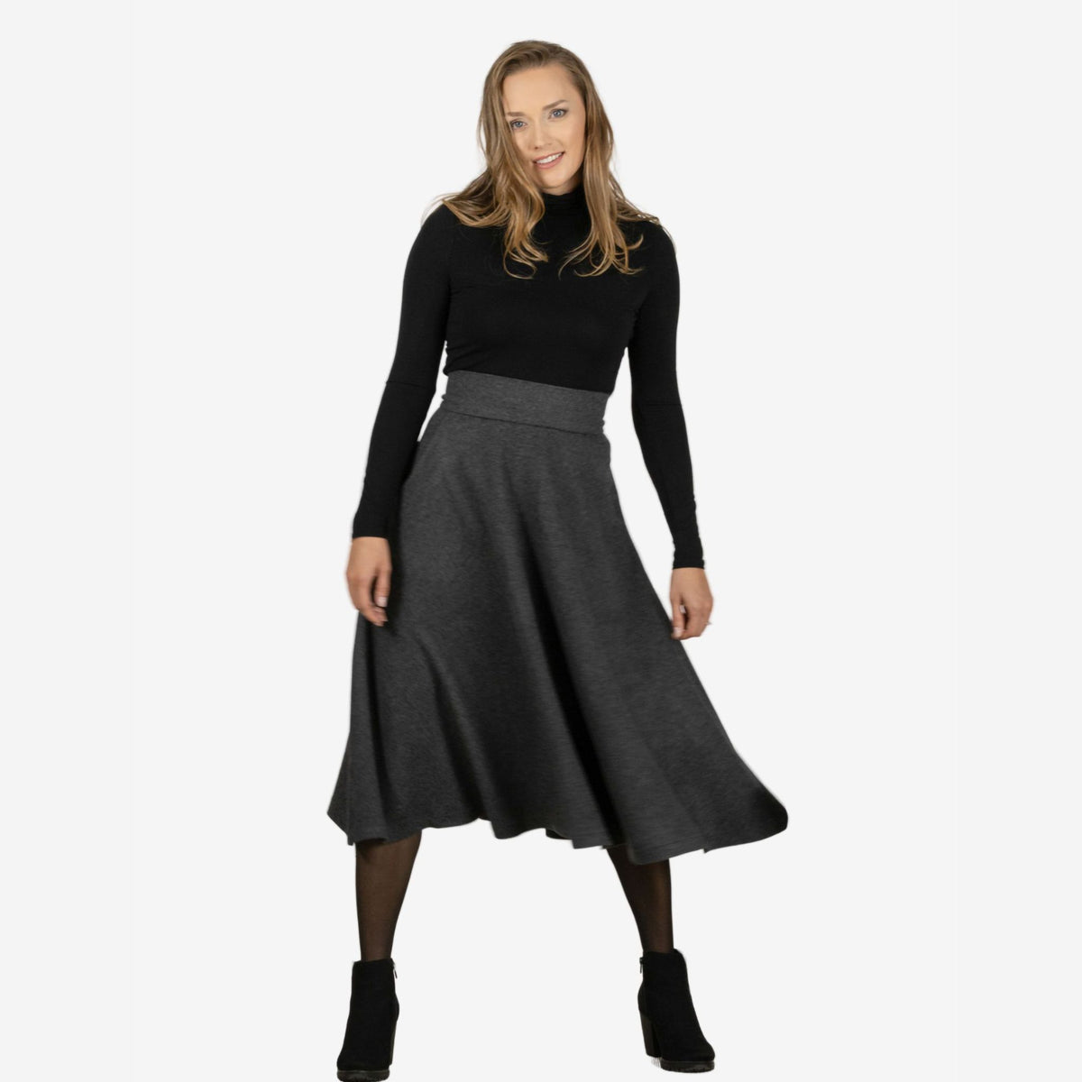 Lily Dark Gray Wool Midi Skirt