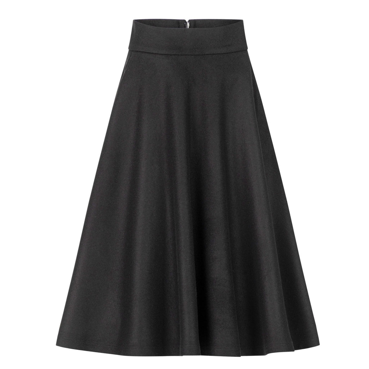 Lily Black Wool Midi Skirt