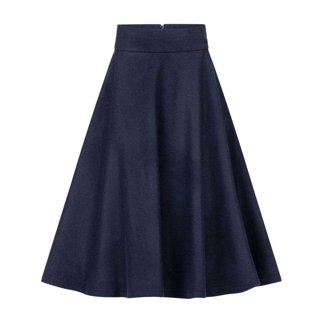 Lily Dark Blue Wool Midi Skirt