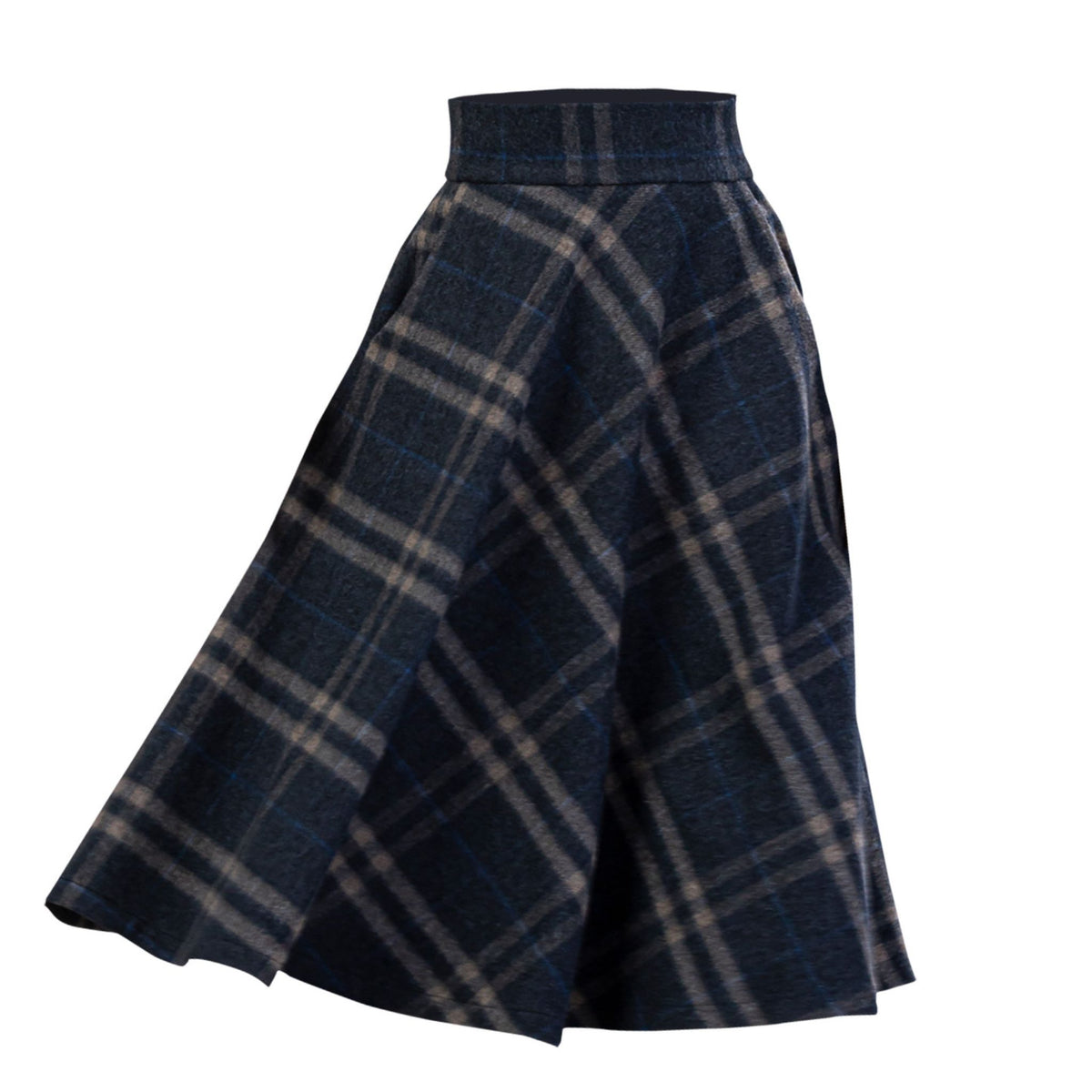 Lily Plaid Wool Midi Skirt